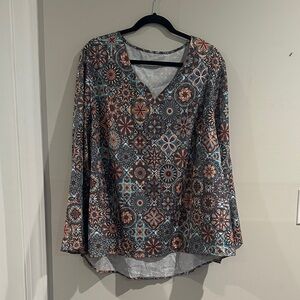 Chic Patterned Women's Blouse - Multicolor